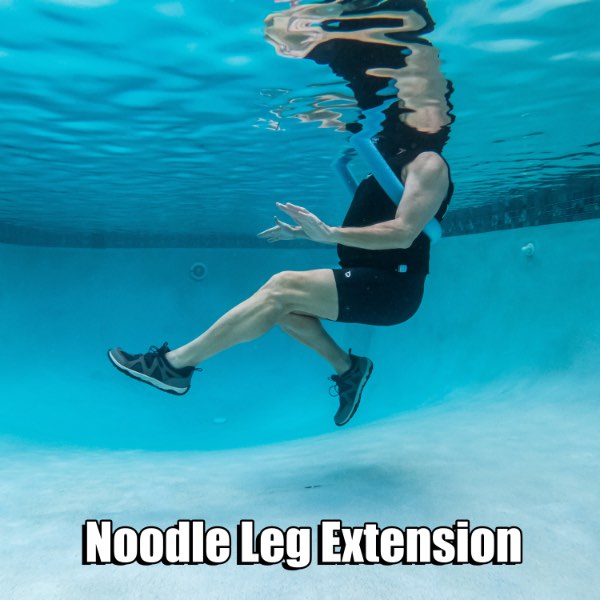 Tone your legs with leg extensions using a pool noodle.  Poolfit app. 